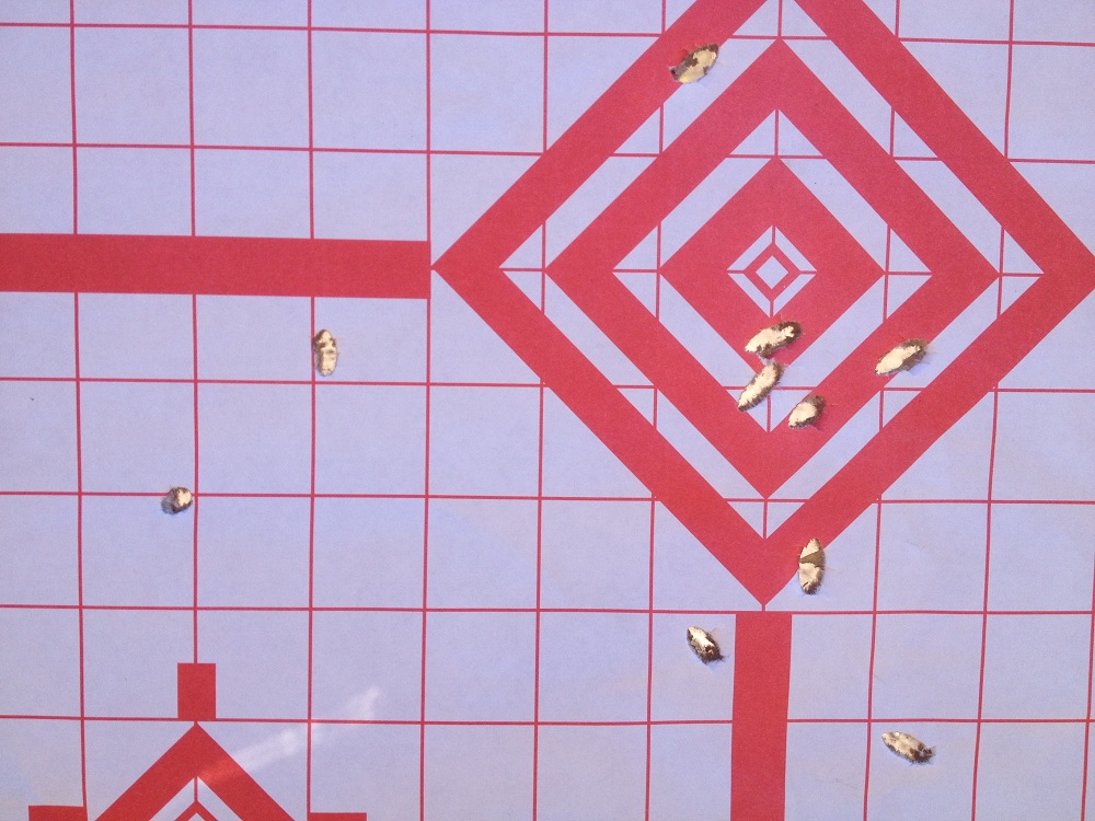 A target showing keyholing of ammunition.