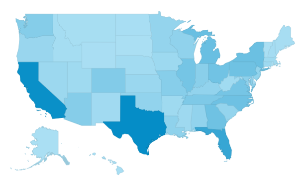 Lucky Gunner visitors by state.